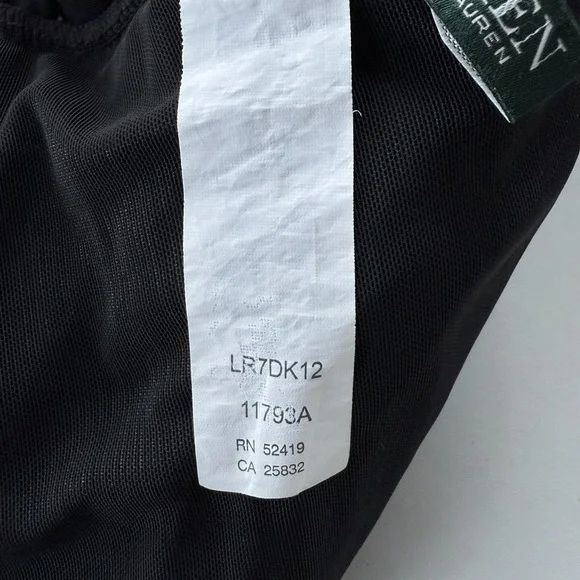 Lauren Ralph Lauren Women Swimsuit Sz 12 Black White Halter Skirted Ruched 1 Pc - Picture 14 of 15